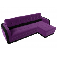 Угловой диван Марсель (микровельвет фиолетовый чёрный) - Изображение 1